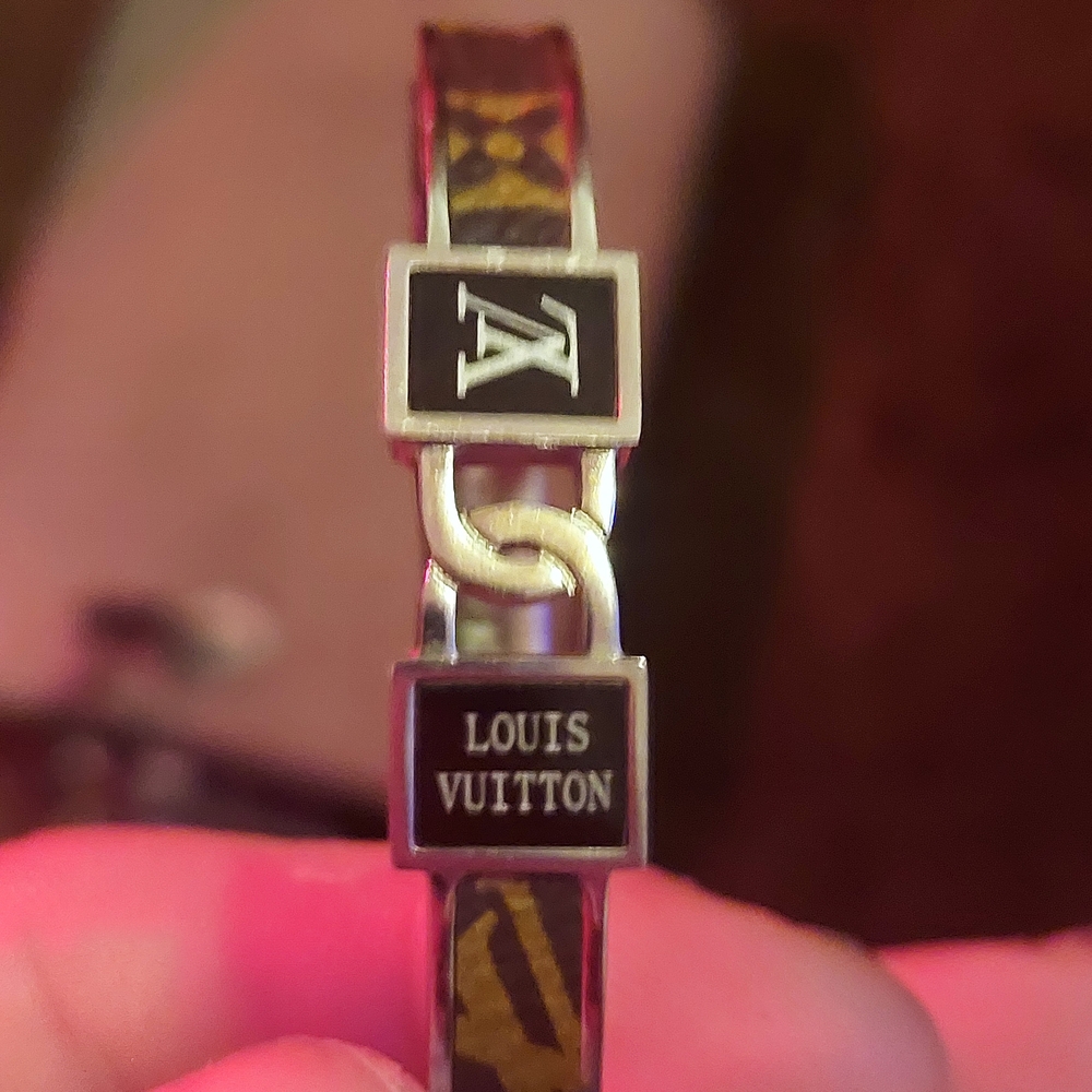 Louis Vuitton Black and Gold Monogram Bracelet - Picture 2 of 4